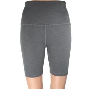 Beyond Yoga Women's Gray Ribbed High Waist Athletic Biker Cycling Shorts Size S